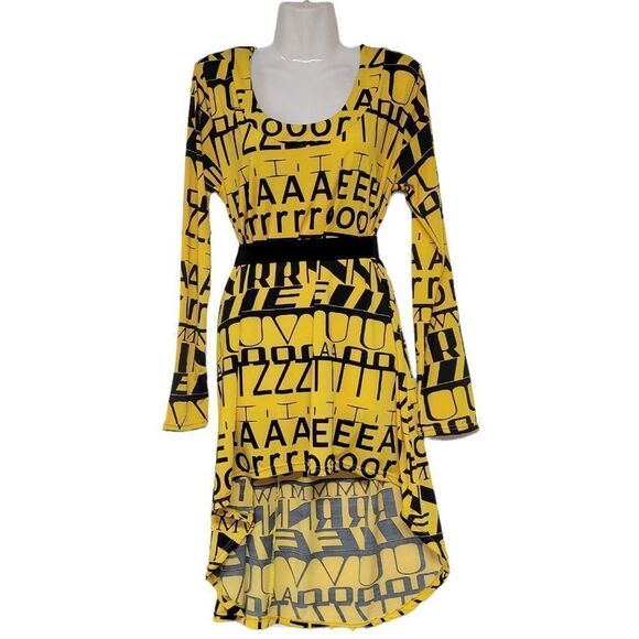 𝅺Yellow Tunic Alphabet Motif Long Sleeve - One Size - NEW! - Picture 1 of 4